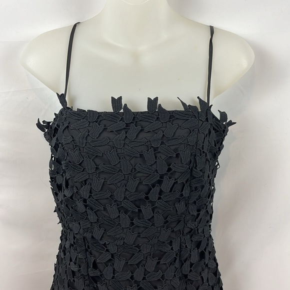 Bardot Liana Leaf Lace Overlay Lined Sleeveless Midi Black Dress Size S - 4 - Picture 5 of 16
